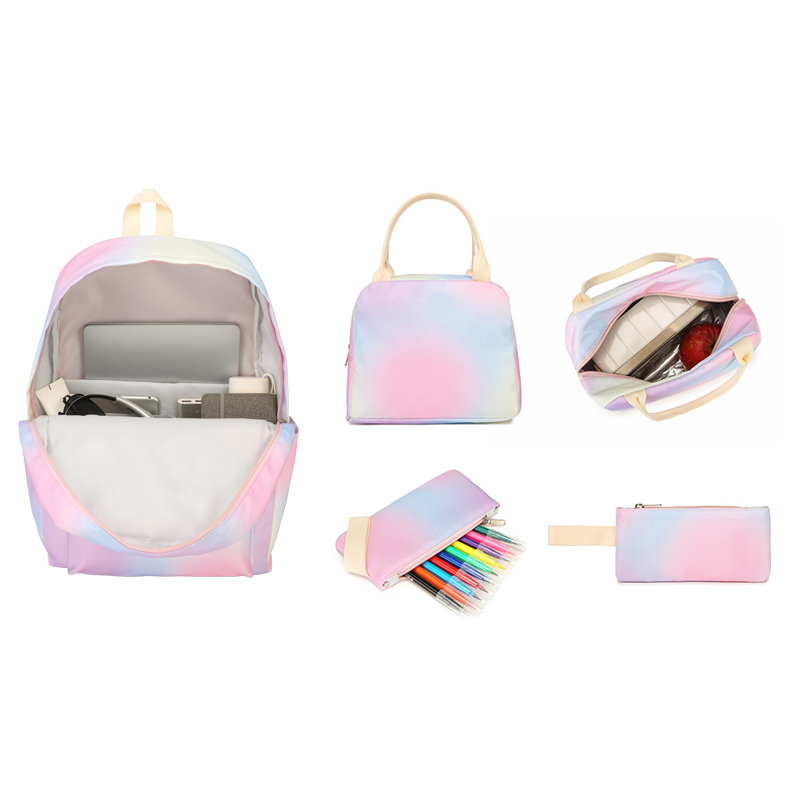 3-Piece Casual Student Backpack Set: Large-Capacity Minimalist School Bag, Lunch Bag, and Pencil Case