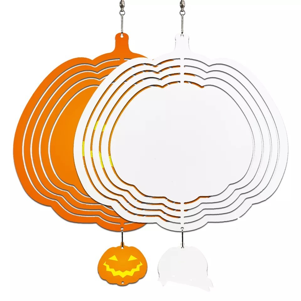 Sublimation Pumpkin Shape Wind Spinner Blanks Wholesale Halloween Wind Spinner