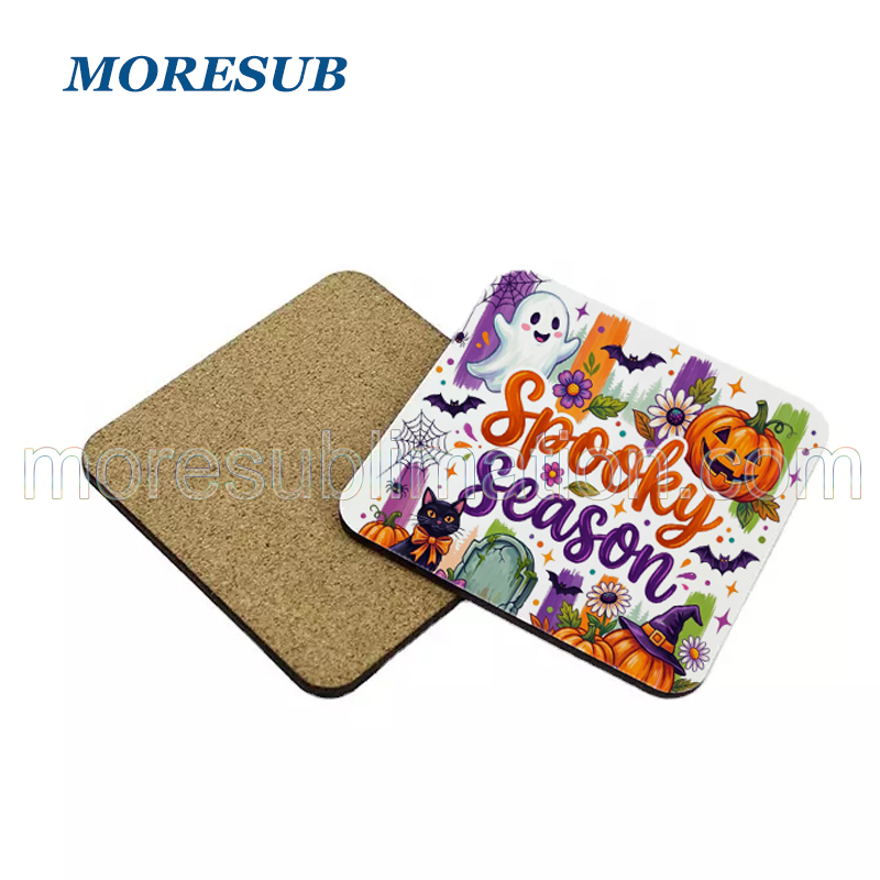 Sublimation Square MDF Coaster With Cork Wholesale Halloween Wood Coaster