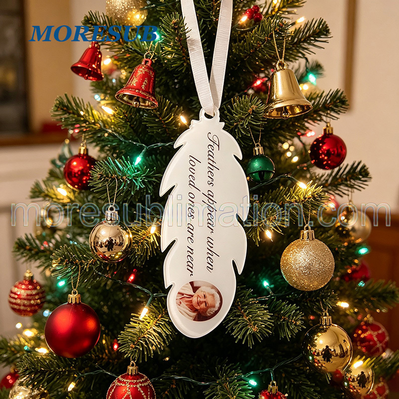 Sublimation Feather Ornament Blanks Wholesale Acrylic Christmas Pendant