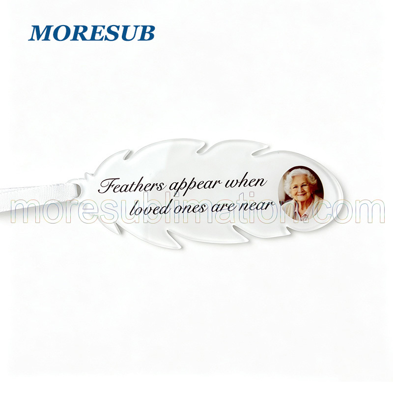 Sublimation Feather Ornament Blanks Wholesale Acrylic Christmas Pendant