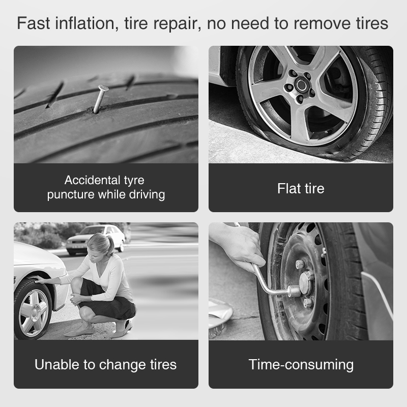 Car tire sealant inflator sealer tubeless tire puncture repair kit