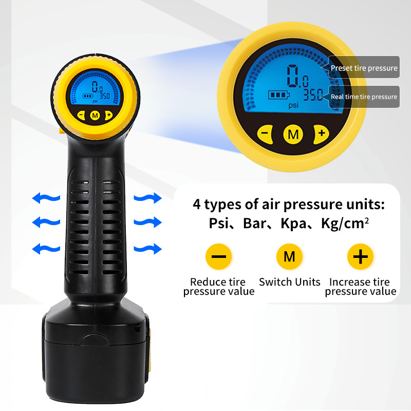 Windgallopld 120W Wireless handheld inflation car tyre pump digital car air pump compressor