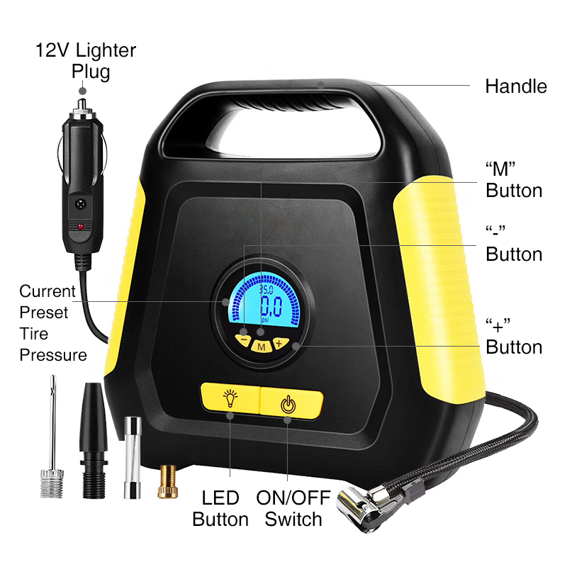 Windgallopld Car Motorcycles Bicycles Accessories air compressor tire inflator DC12V digital electric cordless tyre inflator pump