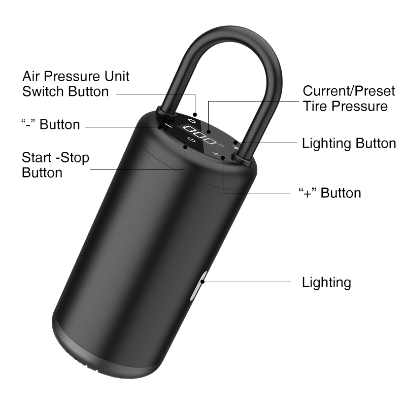 Multifunctional car motorcycle bicycle 100PSI electric digital wireless tire inflator