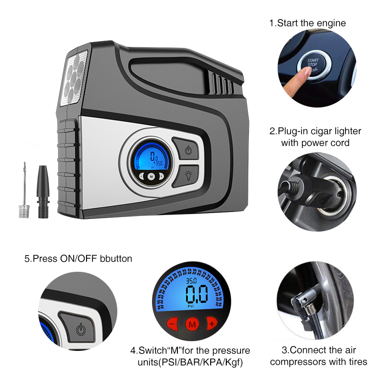 Windgallopld 100PSI rechargeable cordless tyre inflator machine air compressor air pump tire inflator