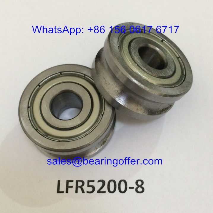 U-Groove Roller Track Bearing - LFR50/8KDD, 8mm ID X 6mm Groove, Gothic Arc Channel Guide