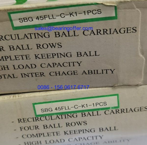 SBG45FLL-C-K1 Linear Guide Carriage 50x120x172.3 Ball Bearing SBG45FLL-C - Stock for Sale