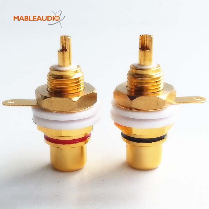 MAEZ0001 EIZZ EZ-101 24K Gold plated female RCA Jack Panel mount with transparent Cap