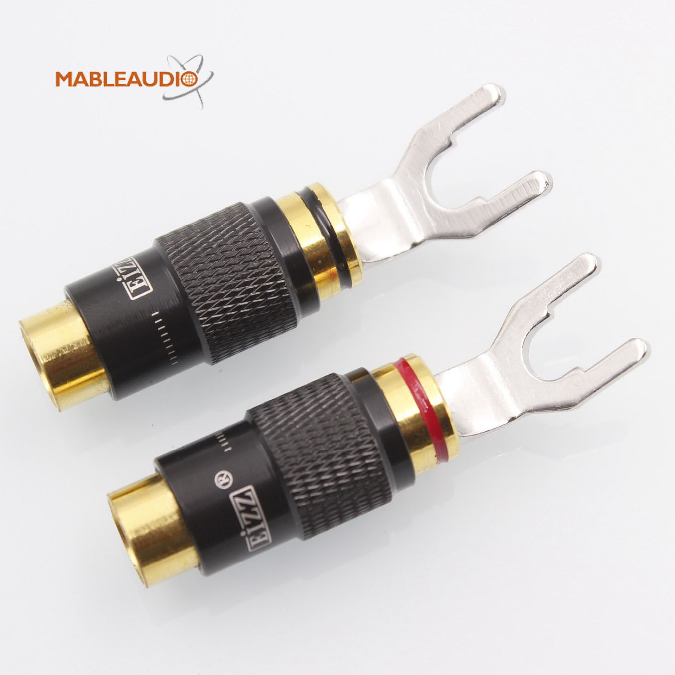 MAEZ0050/MAEZ0051 EIZZ EZ-503 Premium Y Spade Rhodium Plated Connector Silver and black color