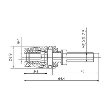 MABG0003N Rhodium plated binding post with long end