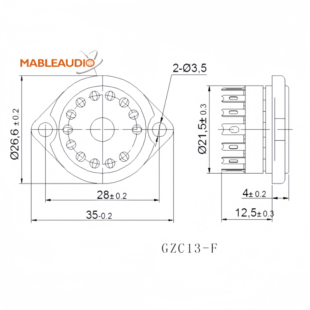 GZC13-F-G 10pcs tube sockets