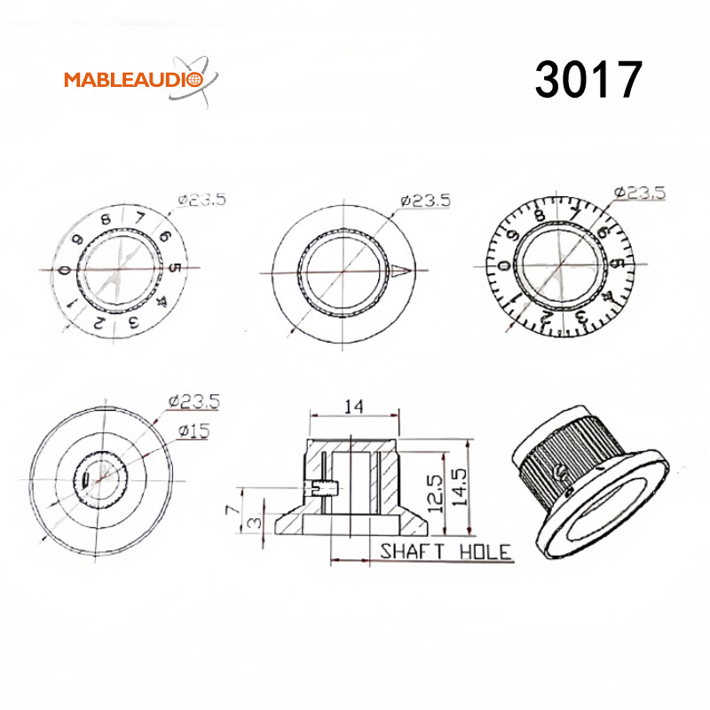 MAKP0031 10pcs Pot Knob 23.5X14.5 3017