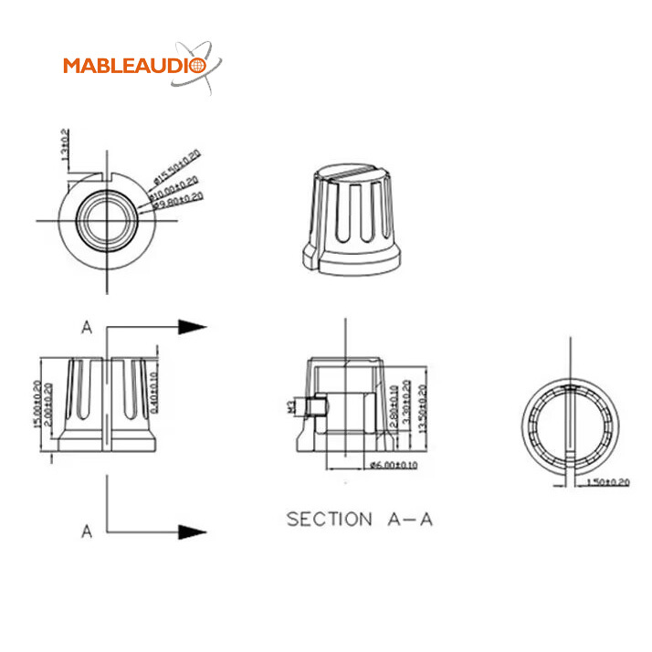 MAKP0163D 10pcs 8F Dia15.5x15H knob