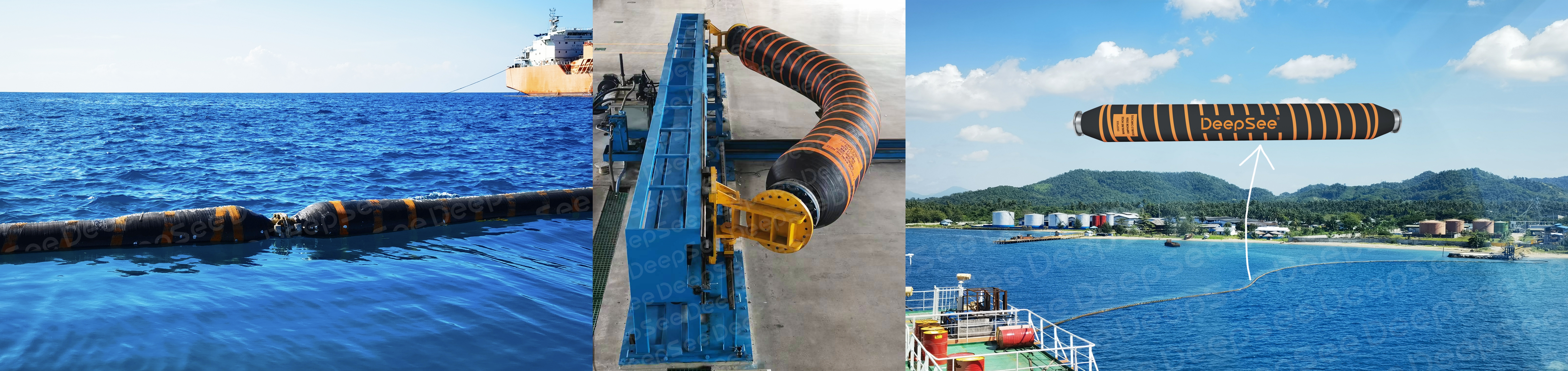 Offshore natural gas project in Indonesia and DeepSee double carcass floating hoses doing dynamic bending test