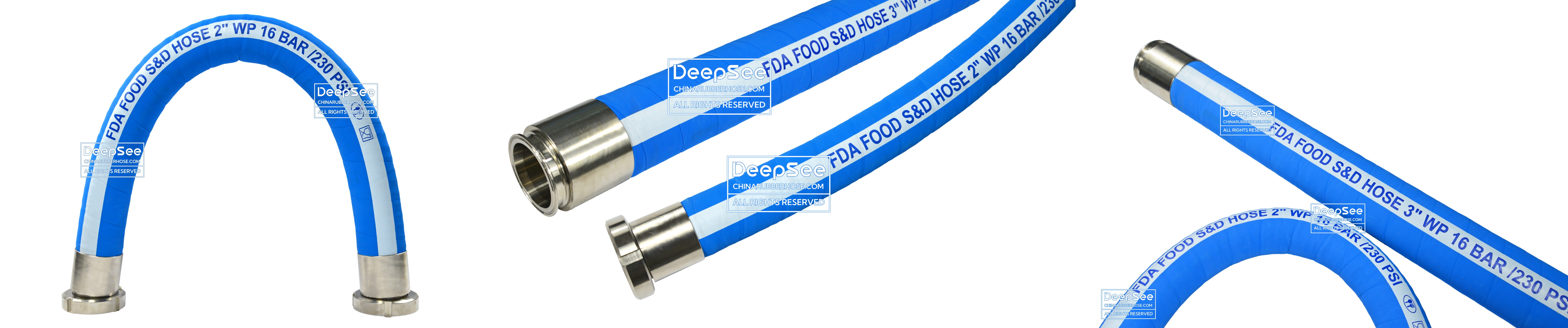 FDA food suction and discharge hose with fittings, ID 2 inch and 3 inch - DeepSee
