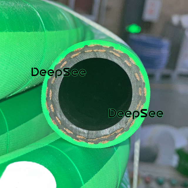 Green braided water hose cross section - DeepSee