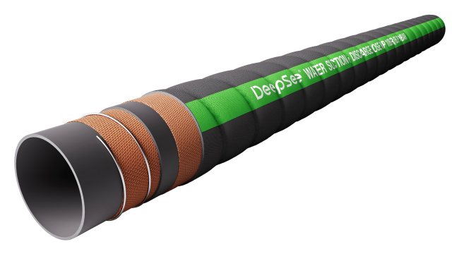 Corrugated water suction and discharge hose, black hose green label - DeepSee