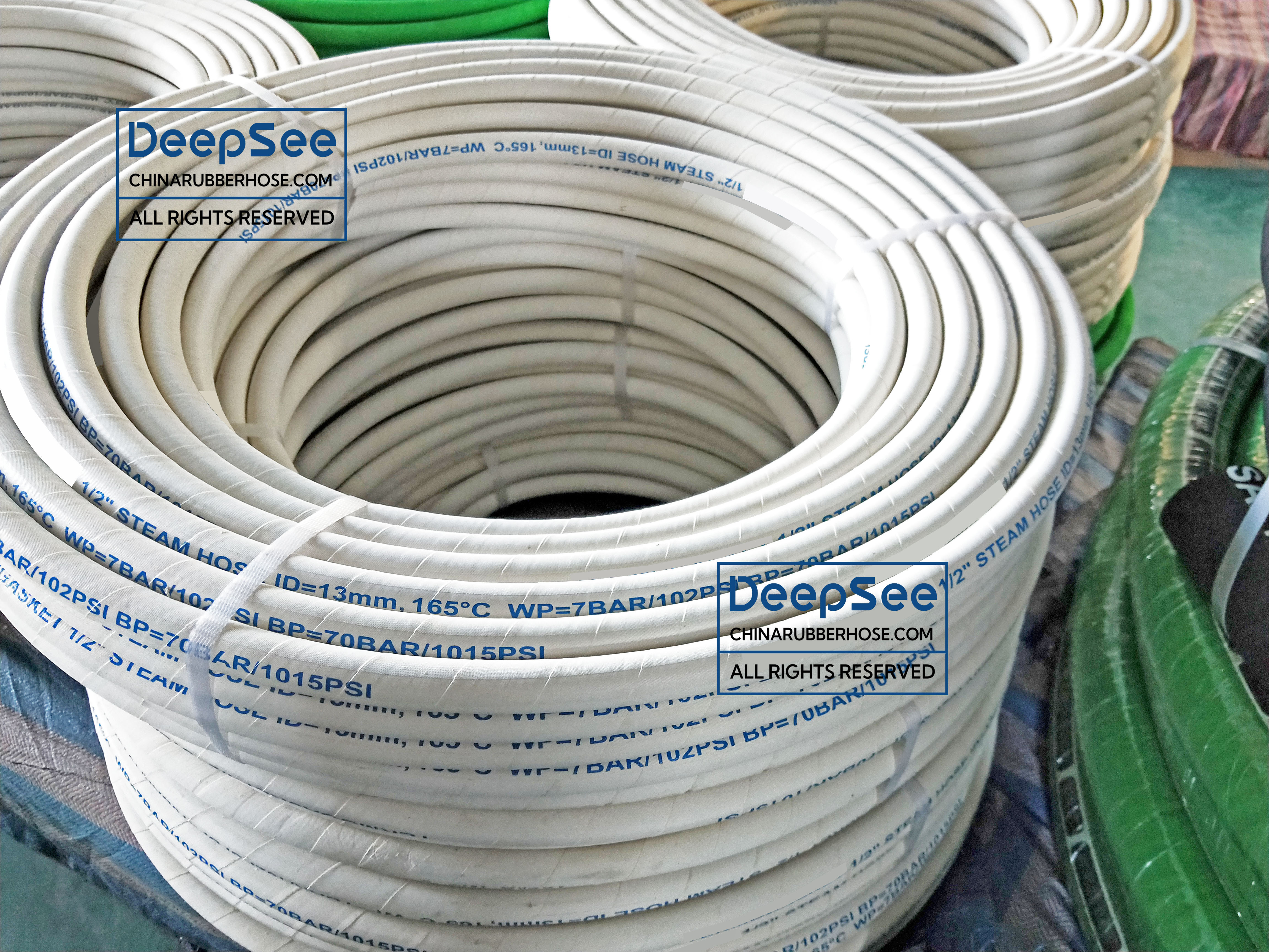 White steam hose, 7bar, 165℃, 0.5inch - DeepSee