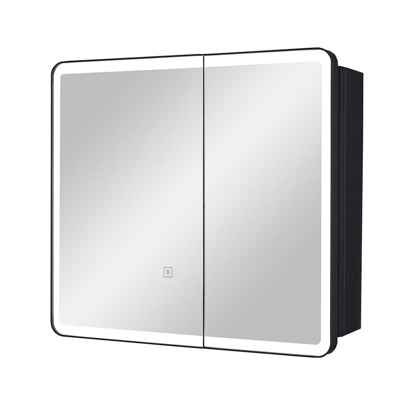 LED Bathroom Medicine Cabinet with Round Corner Framed Mirror Door 22 x 20 inch, Recessed or Surface Mount, with Adjustable Glass shelves