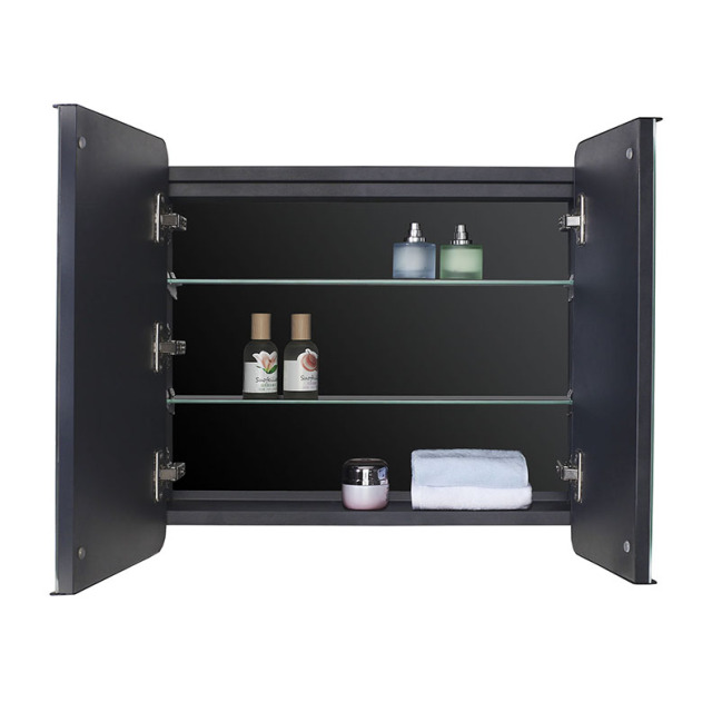 LED Bathroom Medicine Cabinet with Round Corner Framed Mirror Door 22 x 20 inch, Recessed or Surface Mount, with Adjustable Glass shelves