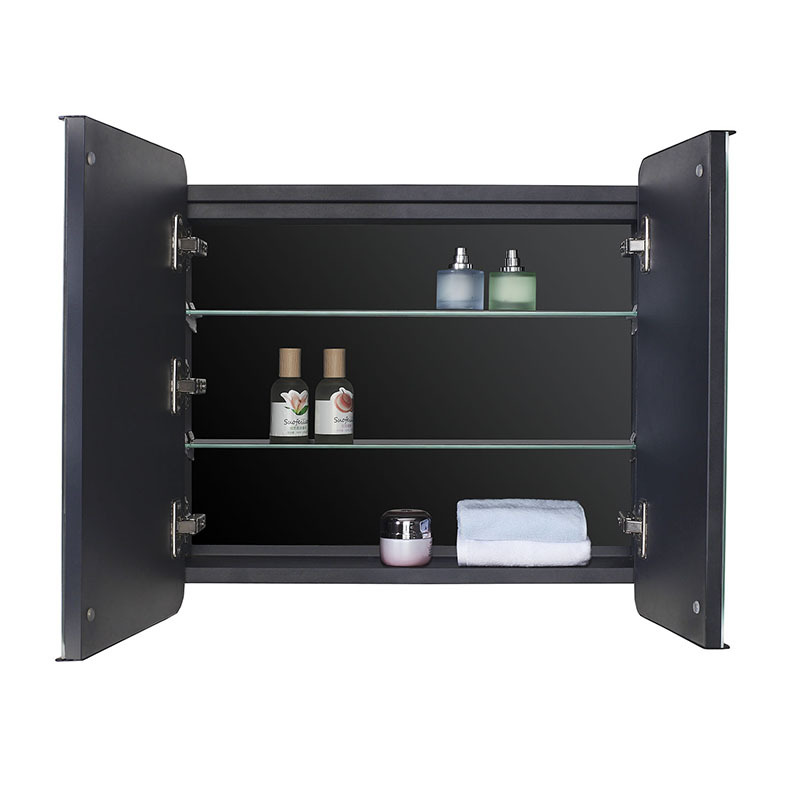 LED Bathroom Medicine Cabinet with Round Corner Framed Mirror Door 22 x 20 inch, Recessed or Surface Mount, with Adjustable Glass shelves