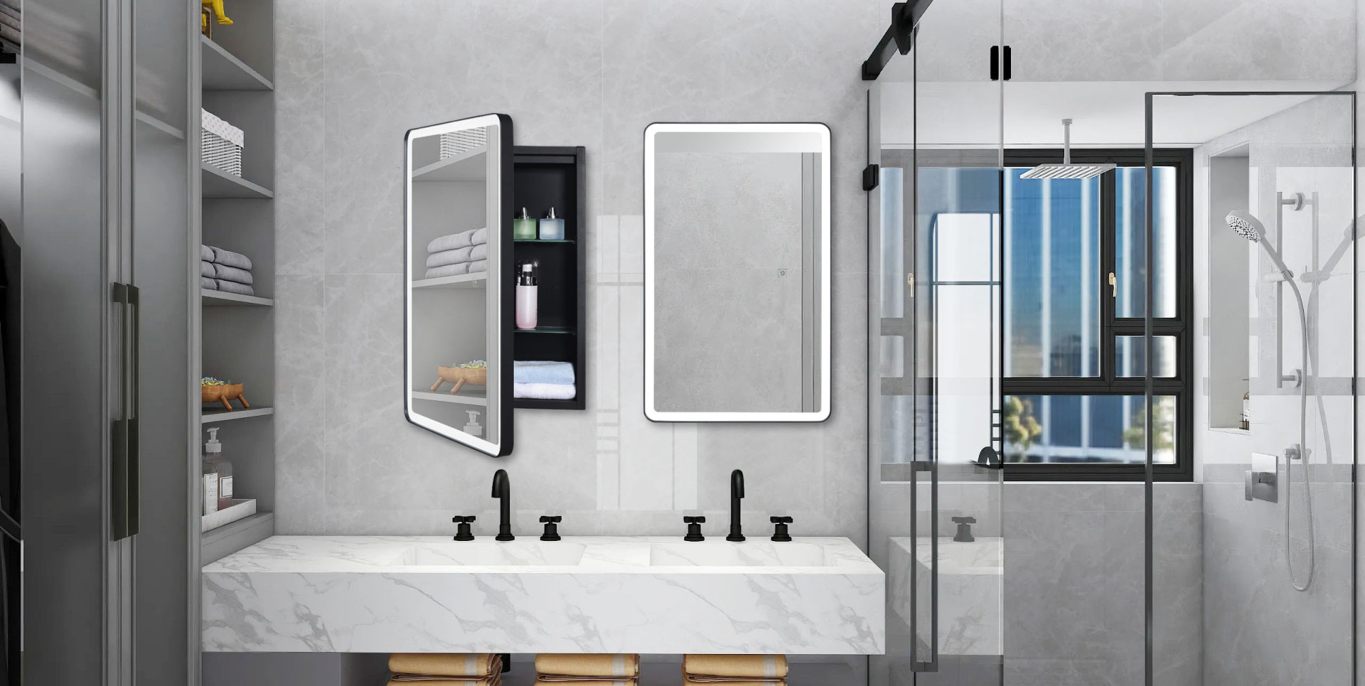 Elevate your space with our mirror cabinets !