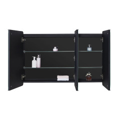 Lighted Bathroom Medicine Cabinet with Round Corner Framed Mirror Door 40 x 25.5 inch, Recessed or Surface Mount, with Adjustable Glass shelves