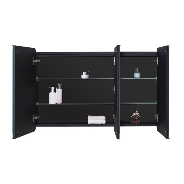 Lighted Bathroom Medicine Cabinet with Round Corner Framed Mirror Door 40 x 25.5 inch, Recessed or Surface Mount, with Adjustable Glass shelves