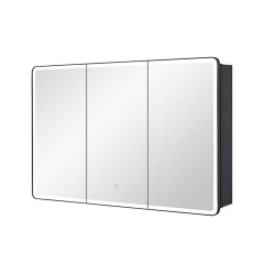 Lighted Bathroom Medicine Cabinet with Round Corner Framed Mirror Door 40 x 25.5 inch, Recessed or Surface Mount, with Adjustable Glass shelves
