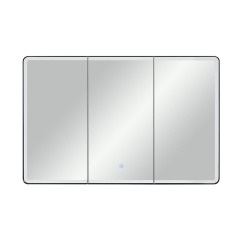 Lighted Bathroom Medicine Cabinet with Round Corner Framed Mirror Door 40 x 25.5 inch, Recessed or Surface Mount, with Adjustable Glass shelves