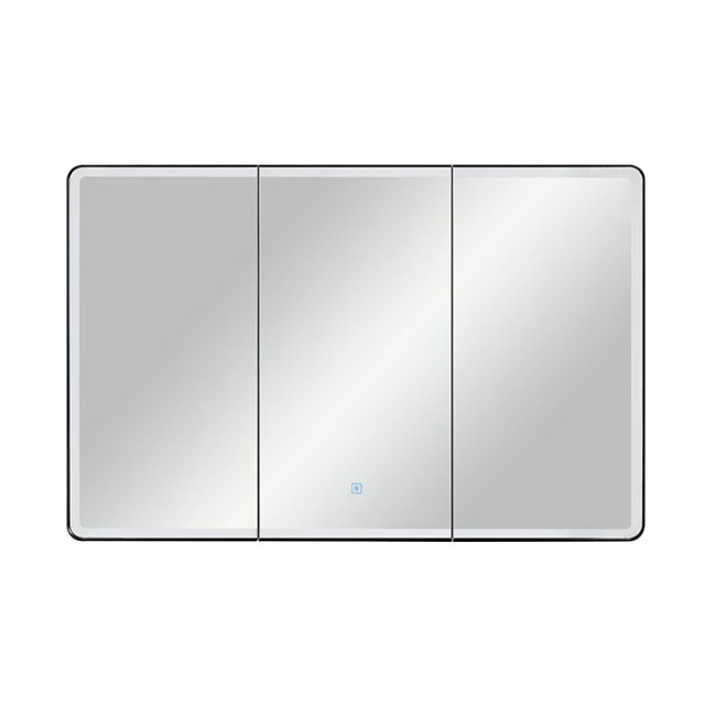 Lighted Bathroom Medicine Cabinet with Round Corner Framed Mirror Door 40 x 25.5 inch, Recessed or Surface Mount, with Adjustable Glass shelves