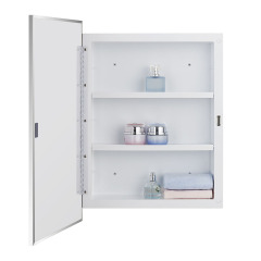 IDYLLOR Plastic Bathroom Medicine Cabinet with Framed Mirror 16 x 22 inch, Surface and Recessed Mount