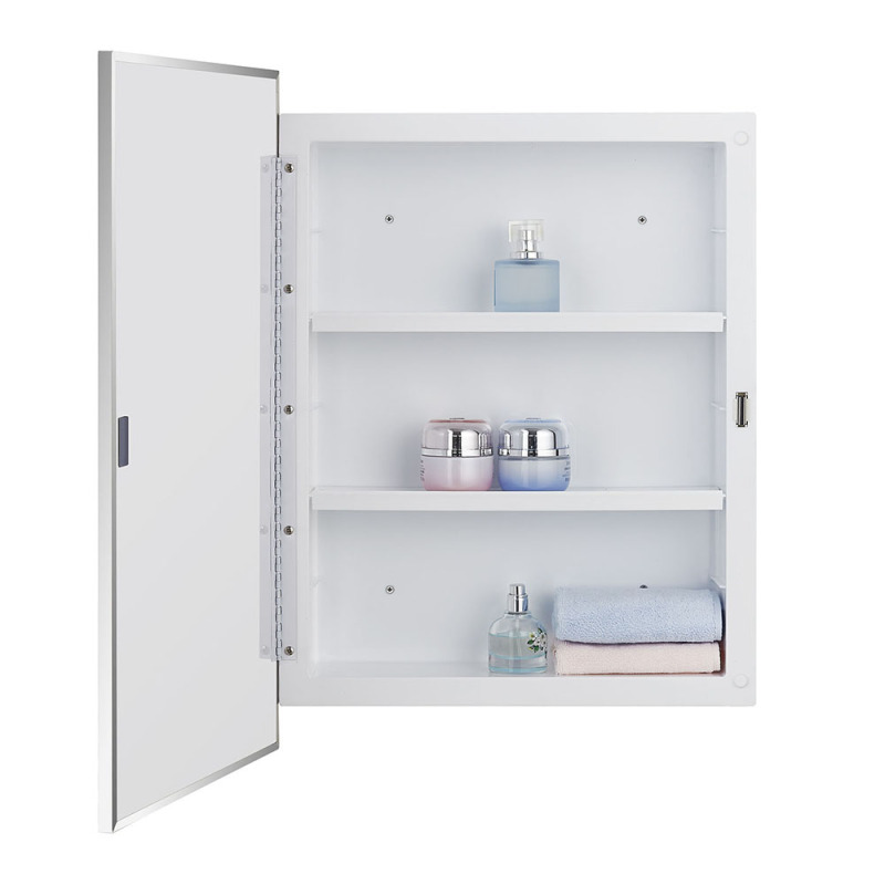 IDYLLOR Plastic Bathroom Medicine Cabinet with Framed Mirror 16 x 22 inch, Surface and Recessed Mount