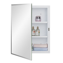 IDYLLOR Plastic Medicine Mirror Cabinet for Bathroom 16 x 20 inch, Surface and Recessed Mount