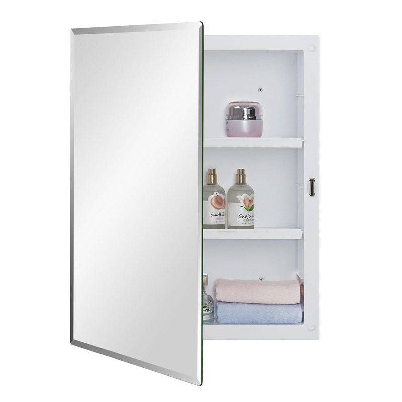 IDYLLOR Plastic Medicine Mirror Cabinet for Bathroom 16 x 20 inch, Surface and Recessed Mount