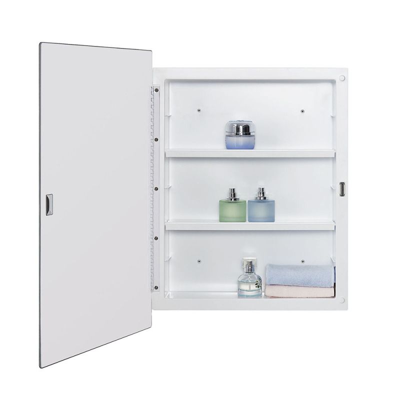 IDYLLOR Plastic Bathroom Medicine Mirror Cabinet 16 x 22 inch, Surface and Recessed Mount, Beveled Edge Mirror