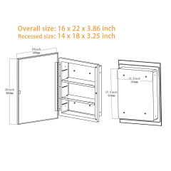 IDYLLOR Plastic Bathroom Medicine Cabinet with Framed Mirror 16 x 22 inch, Surface and Recessed Mount
