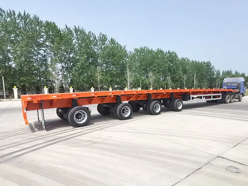 China made heavy duty extendable trailers | extendable excavator transport trailers | extendable flatbed semi trailer