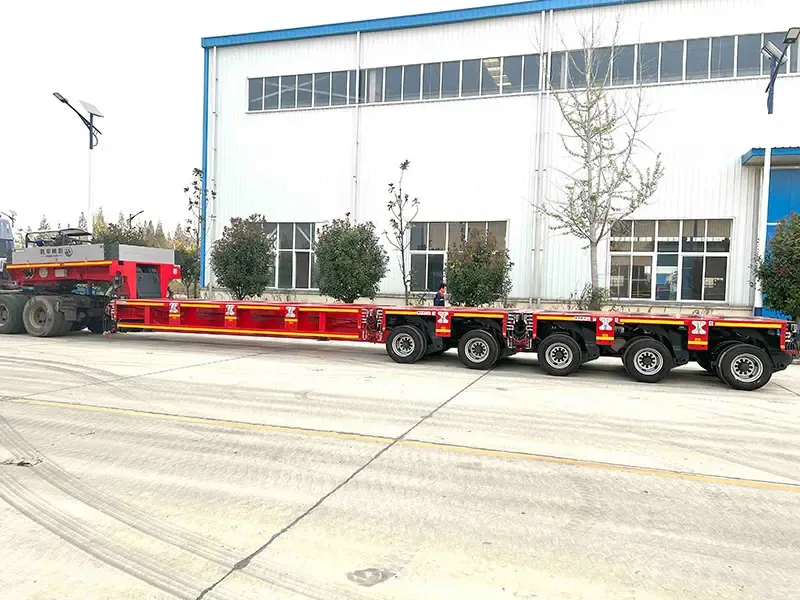 Hydraulic modular trailer axle and deck detail