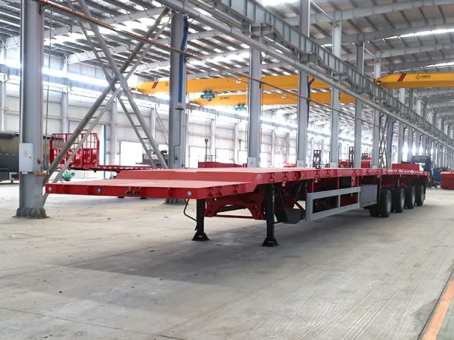 China made heavy duty extendable trailers | extendable excavator transport trailers | extendable flatbed semi trailer