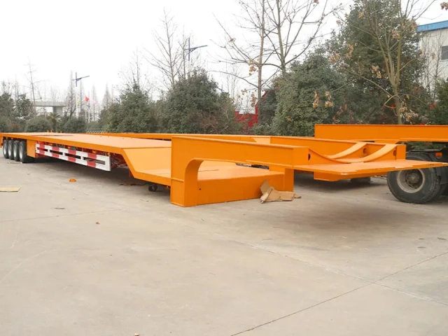 China made heavy duty extendable trailers | extendable excavator transport trailers | extendable flatbed semi trailer