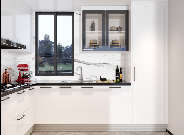 Modern Kitchen Cabinet White Lacquer Finish OPTA24-AT001