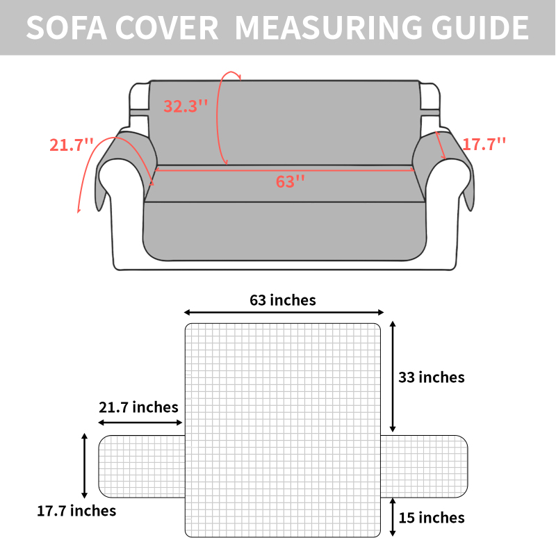 LITERRA Reversible Cover Couch Cover for Dogs with Elastic Straps 3 Cushion Couch Sofa Water Resistant Furniture Protector for Pets Couch Cover