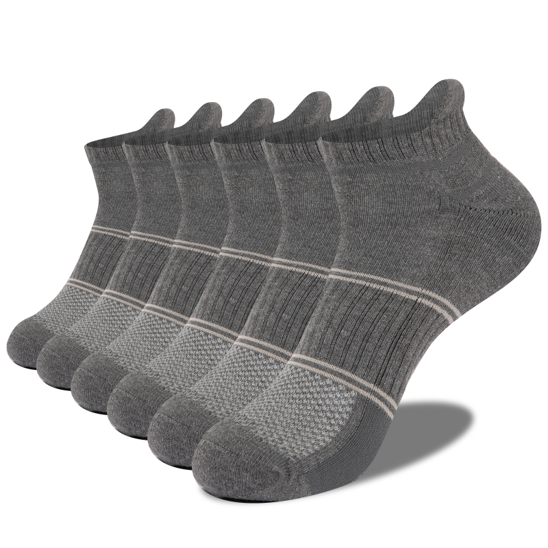 LITERRA Mens Ankle Low Cut Socks Cushioned Brathable Socks 6 Pairs