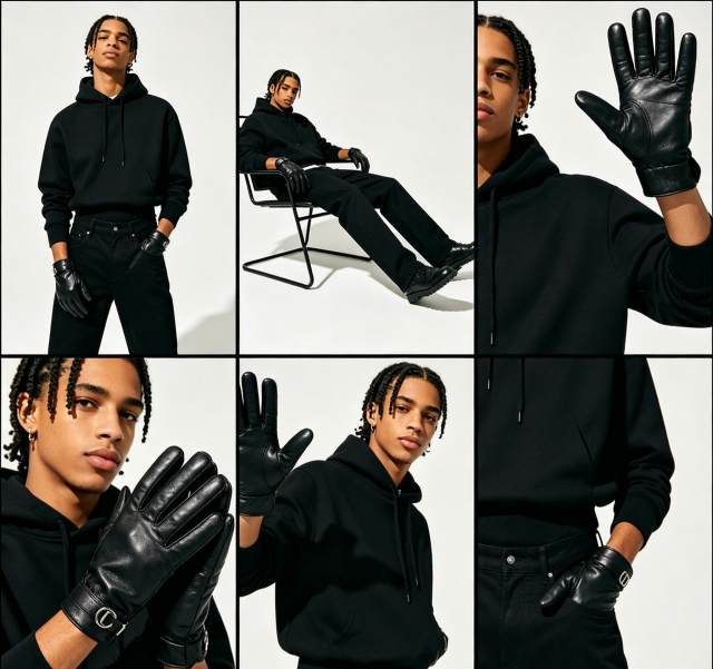 ARWSER Men's winter leather gloves, cashmere lined warm finger touch screen driving gloves