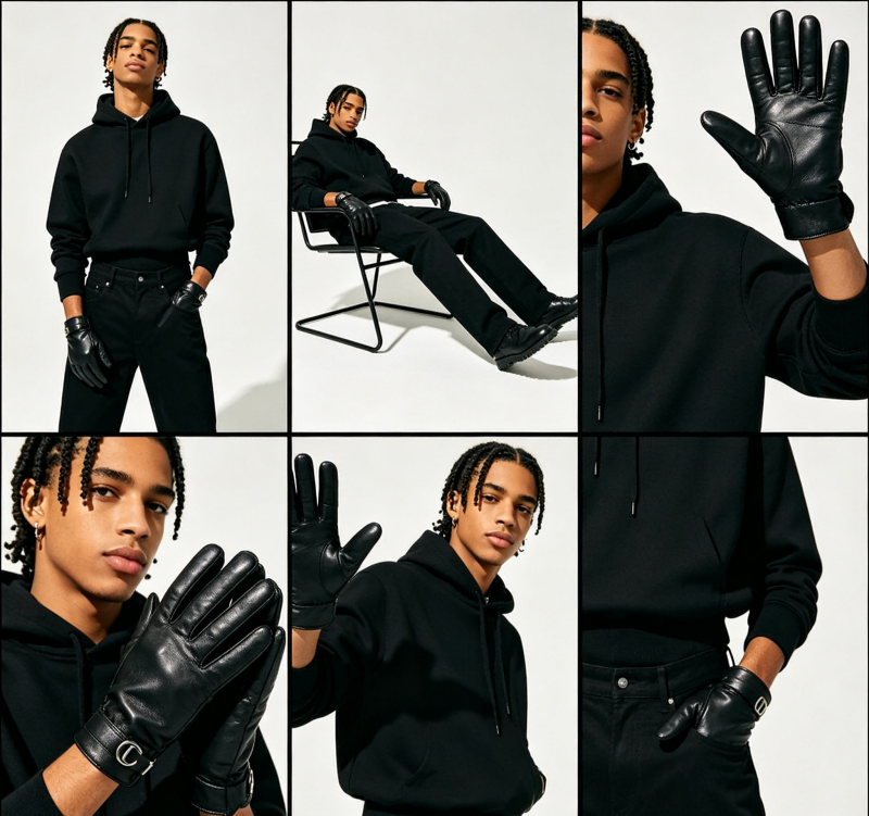 ARWSER Men's winter leather gloves, cashmere lined warm finger touch screen driving gloves