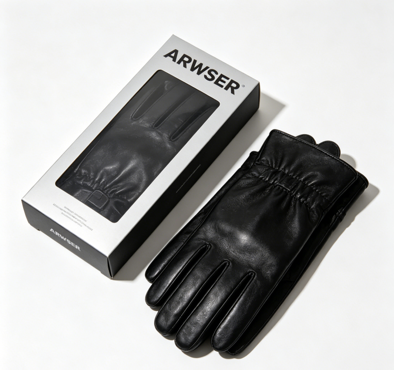 ARWSER Men's winter leather gloves, cashmere lined warm finger touch screen driving gloves