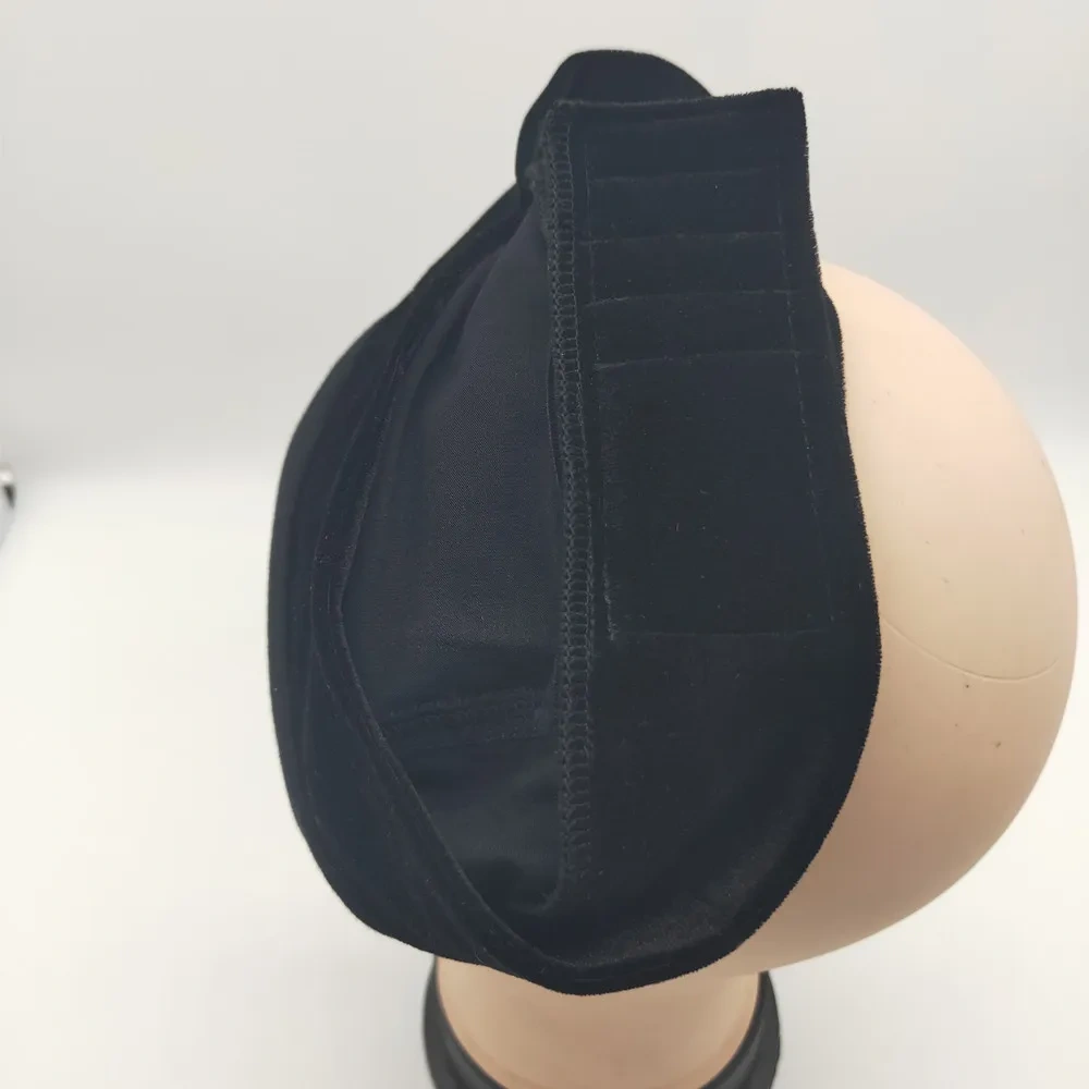Black color wig grip cap with velvet headband around for cancel patients comfortable and elastic caps