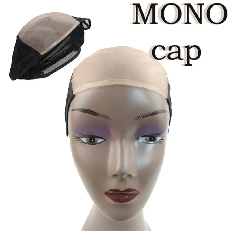 1PC 5.5 Inch  Mono Net Lace Cap for Making Wigs Base Mesh Hairnets Head Cover Cap Hair Accessories with Adjustable Stripes